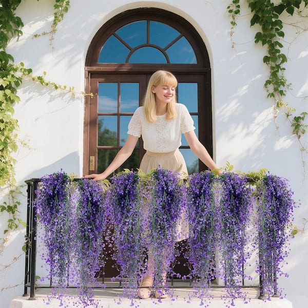 5.9 in. Artificial Hanging Vine 30 in. Purple Family Mini Funnel