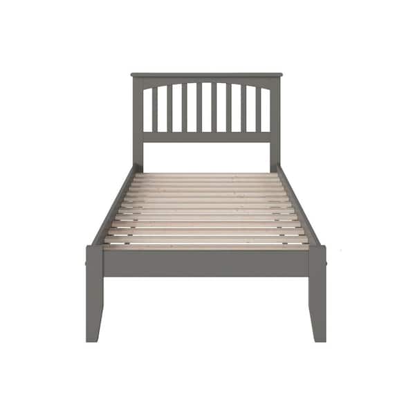 Mission Twin Platform Bed with Open Foot Board in Grey