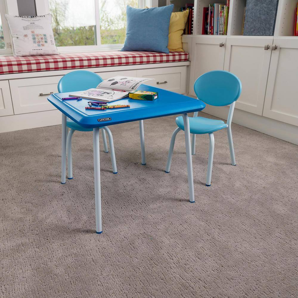 Blue and White Folding Kids Table and Chair Set