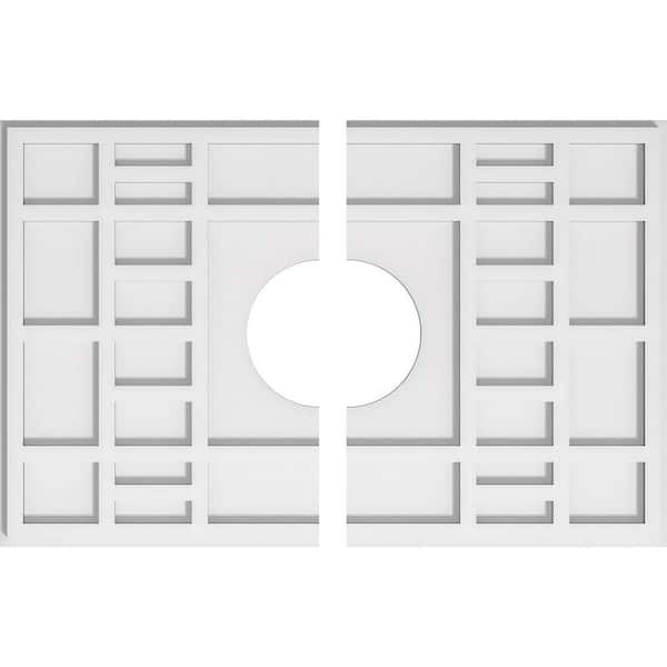 Ekena Millwork 26 in. W x 17-3/8 in. H x 6 in. ID x 1 in. P Beaux Architectural Grade PVC Contemporary Ceiling Medallion (2-Piece)