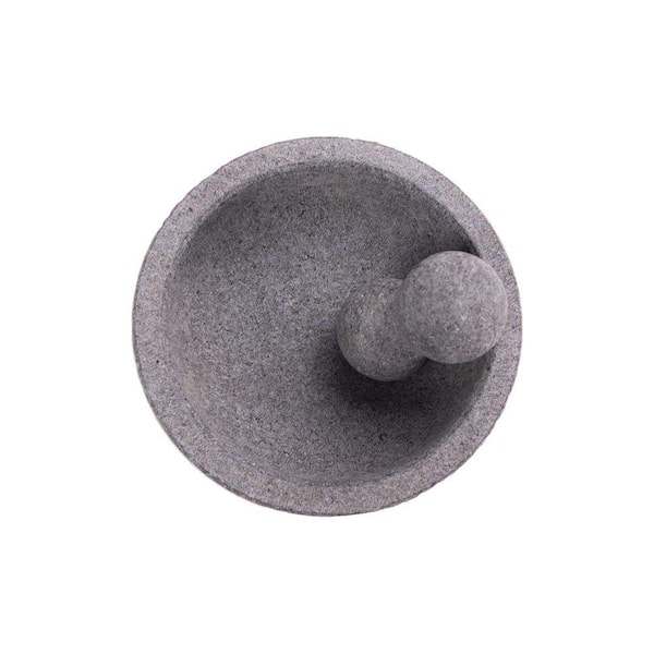 Large Granite Mortar and Pestle Set Unpolished Gray Stone Grinder Bowl for Spices Guacamole Salsa Pesto 8 Inch