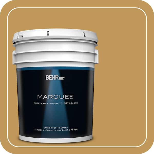 BEHR MARQUEE 5 gal. #330D-6 Townhouse Tan Satin Enamel Exterior Paint & Primer