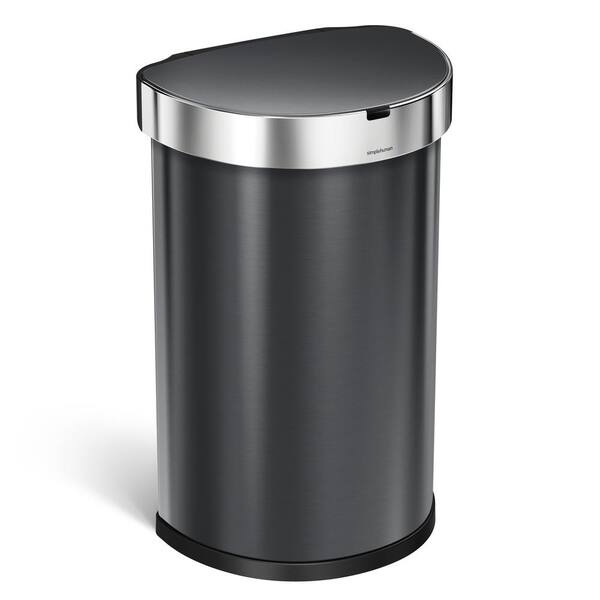 simplehuman 45 l Black Stainless Steel Semi-Round Sensor Trash Can