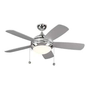 Discus Classic 44 in. Modern Integrated LED Indoor Polished Nickel Ceiling Fan with Silver Blades and 3000K Light Kit