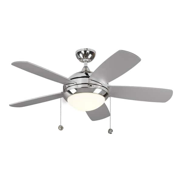 Generation Lighting Discus Classic 44 in. Modern Integrated LED Indoor Polished Nickel Ceiling Fan with Silver Blades and 3000K Light Kit