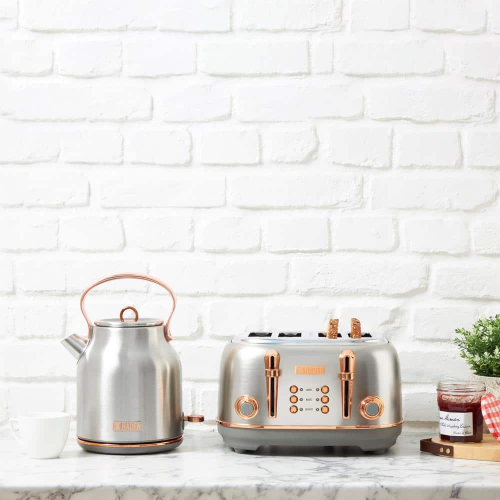 Steel and Copper 1.7L Retro Electric Kettle