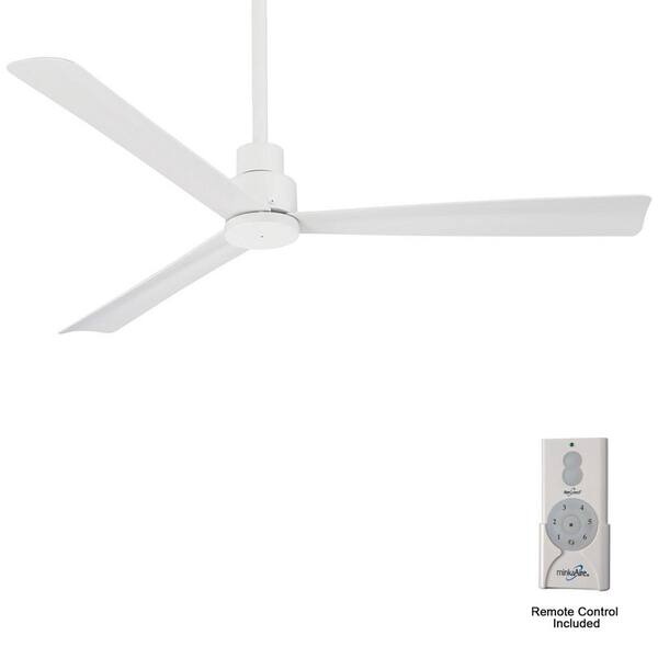 Simple 52 in. Indoor/Outdoor Flat White Ceiling Fan with Remote Control