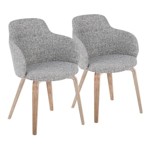 Boyne Dark Grey Noise Fabric and White Wash Wood Arm Chair (Set of 2)