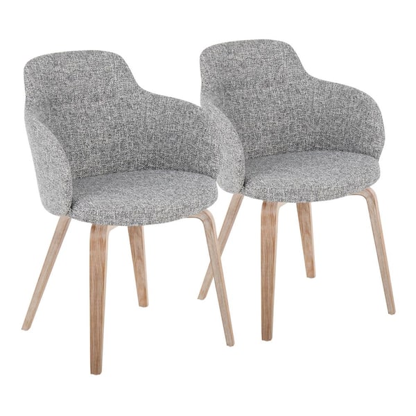Lumisource Boyne Dark Grey Noise Fabric and White Wash Wood Arm Chair (Set of 2)