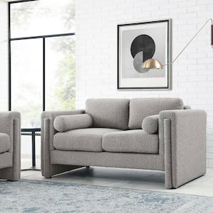 Visible 61 in. Boucle Fabric Loveseat in Light Gray