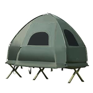 1-Person Polyester Compact Portable Pop-Up Tent Air Mattress and Sleeping Bag