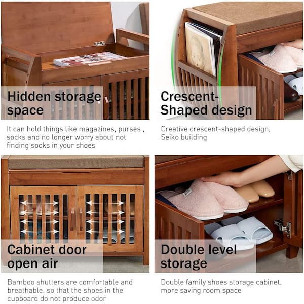 Shoe Storage Cabinet with Side Storage, Shoe Storage Bench for Entryway Hallway Living Room