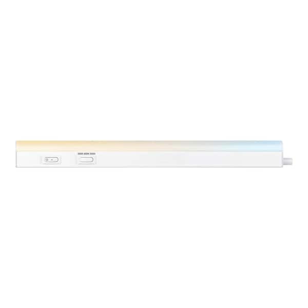 Plug-In 12 in. Linkable Adjustable 3 Color Selectable CCT 3000K 4000K 5000K White LED Under Cabinet Light