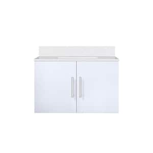 Geneva 30 in. W x 22 in. D Glossy White Bath Vanity and Cultured Marble Top