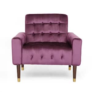 Bourchier Modern Glam Button Tufted Raisin Velvet Armchair with Waffle Stitching