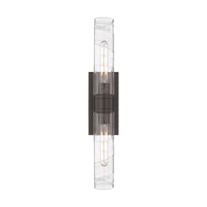 Ballston Urban 24 in. 2-Light Oiled Brass Vanity Light with Glass Shade