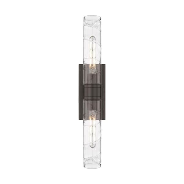 Innovations Ballston Urban 24 in. 2-Light Oiled Brass Vanity Light with Glass Shade