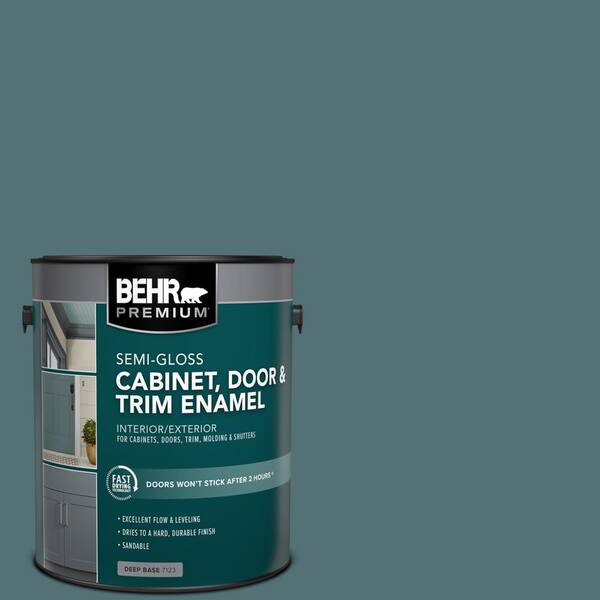 BEHR PREMIUM 1 gal. #HDC-CL-22 Sophisticated Teal Semi-Gloss Enamel Interior/Exterior Cabinet, Door & Trim Paint