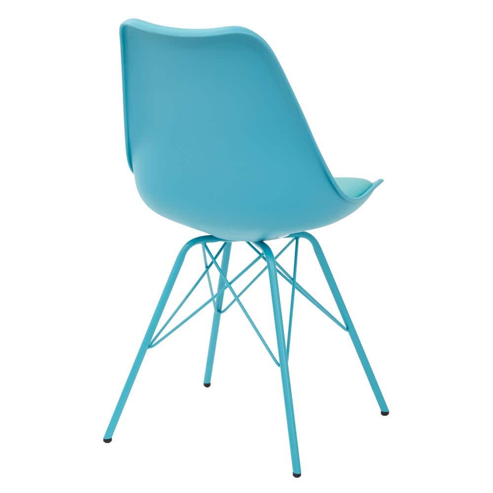 Modern Teal Faux Leather Upholstered Side Chair with Alloy Legs