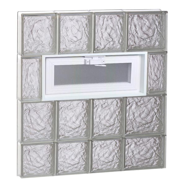 Clearly Secure 25 in. x 29 in. x 3.125 in. Frameless Ice Pattern Vented Glass Block Window