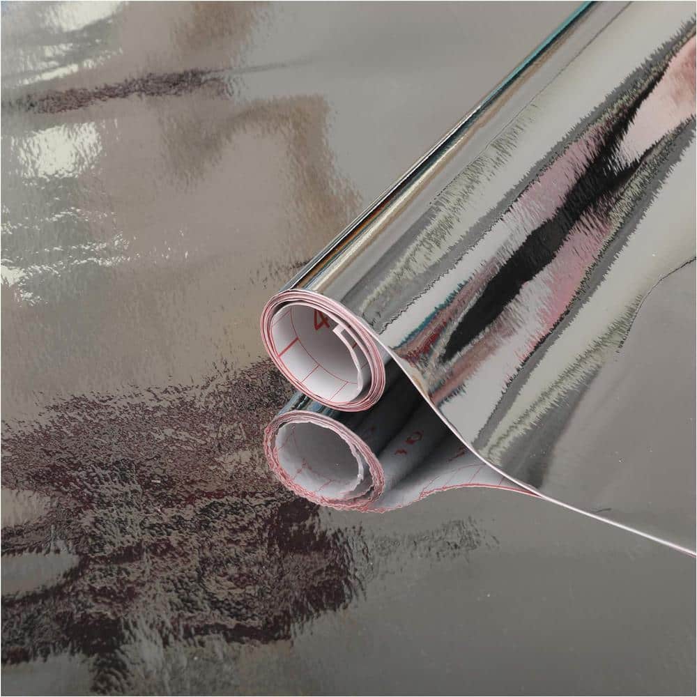 17.71 in. x 59.05 in. Glossy Silver Decorative Adhesive Film