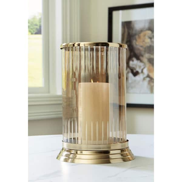Aavinson Gold Glass Hurricane Candle Single-Pack