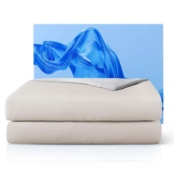 Cooling Blanket for Hot Sleepers Queen Ivory White Knitted Nylon Instant Moisture Wicking Soft Lightweight Blanket