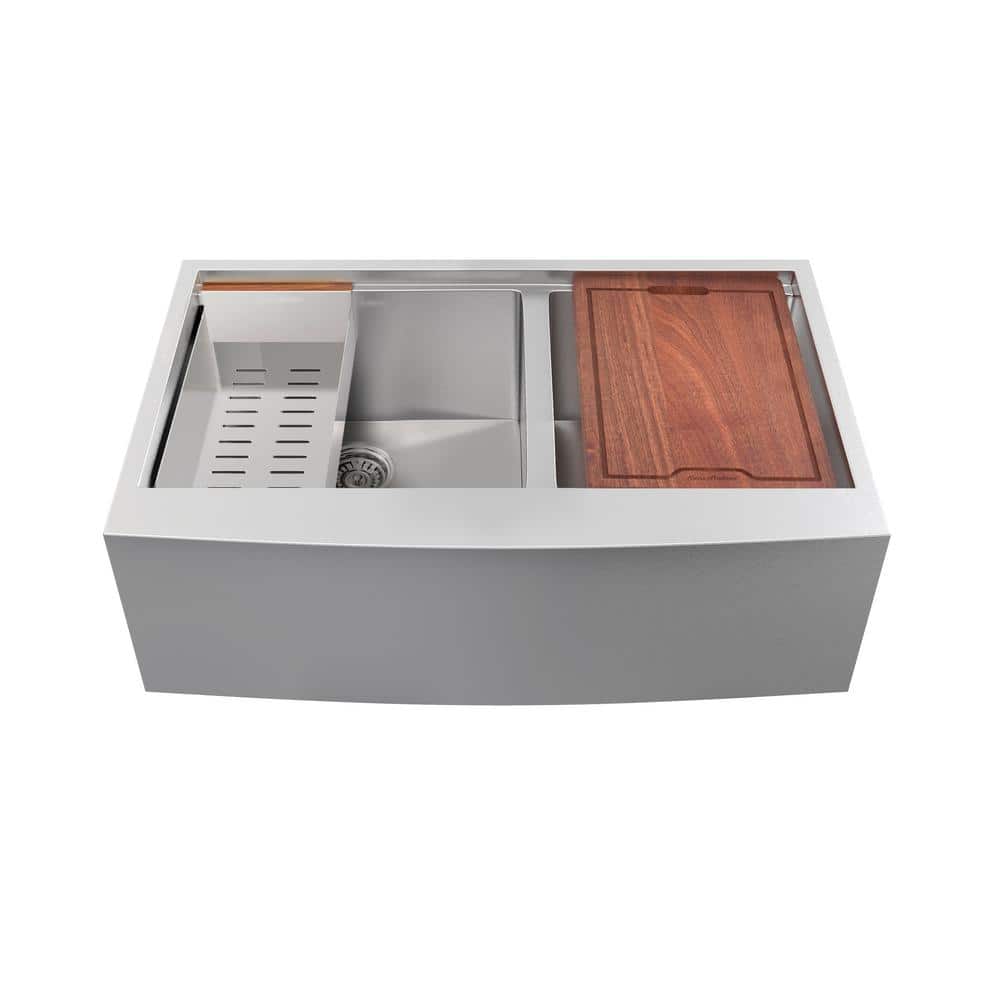 Rivage 33'' Stainless Steel Dual Basin Apron Kitchen Sink