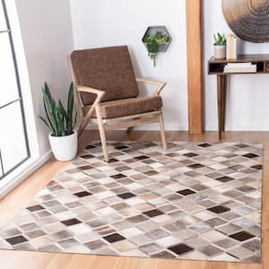 Studio Leather Ivory Gray 4 ft. x 6 ft. Plaid Area Rug