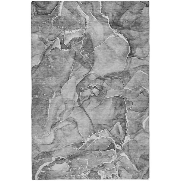Dream Shag Premium Machine Washable Abstract ADS519 Pewter 3 ft. x 5 ft. Area Rug