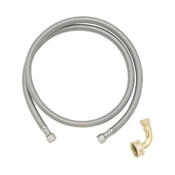 Plumbshop 3/8 in. Comp. x 3/8 in. Comp. x 48 in. Braided Stainless Steel Dishwasher Supply Line with 3/4 in. Garden Hose Elbow