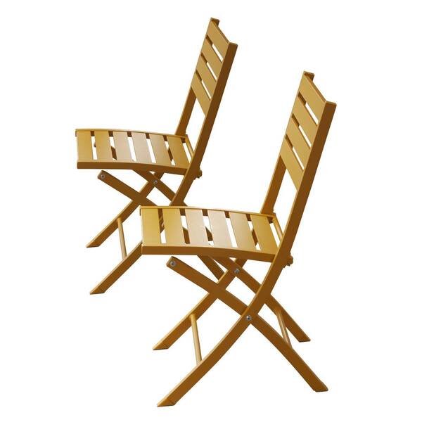 myhomore Yellow Aluminum Outdoor Folding Patio Dining Chair Weather-Resistant Lawn Chair (Set of 2)