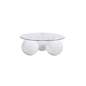 Jeff 39 in. High Gloss White Circle Lacquer Coffee Table