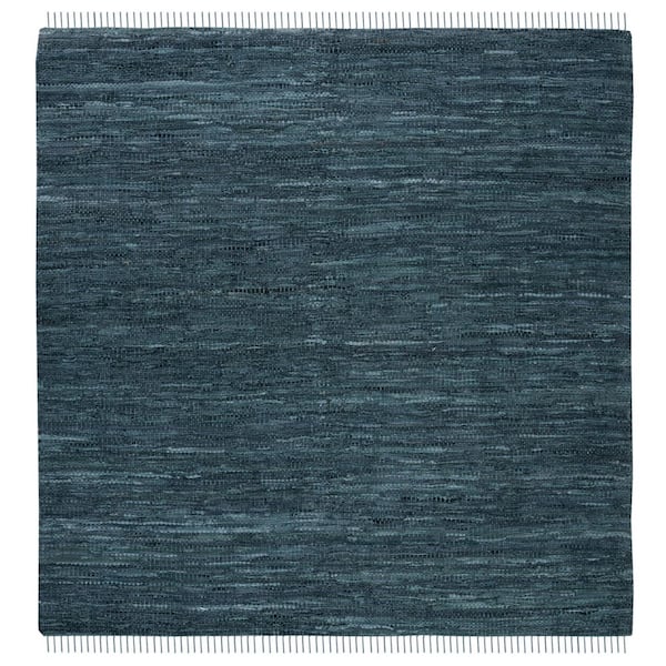 Vintage Leather 7 ft. x 7 ft. Blue/Gray Solid Marle Square Area Rug