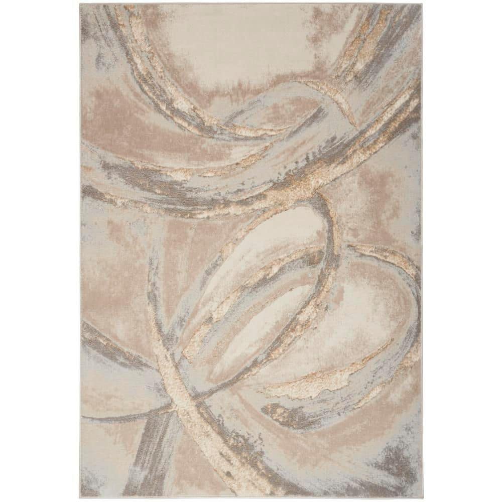 Splash Beige Grey 4 ft. x 6 ft. Brushstroke Contemporary Area Rug price history on PriceWatchPro