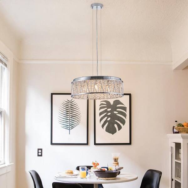 Keazile Layla 7-Light Mordern White Chrome Round Crystal