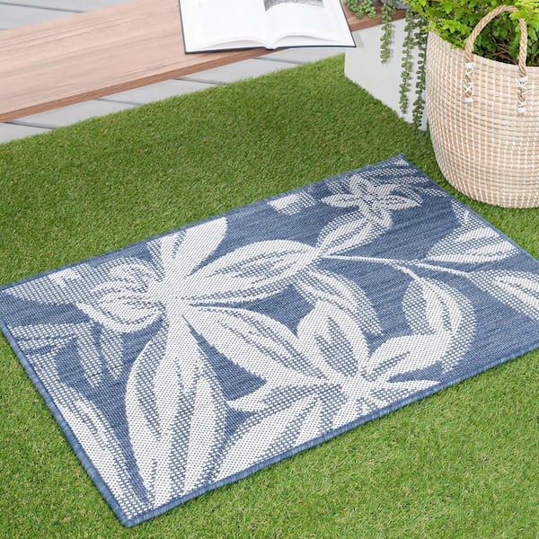 Eco Floral Blue 2 ft. x 3 ft. Indoor/Outdoor Area Rug