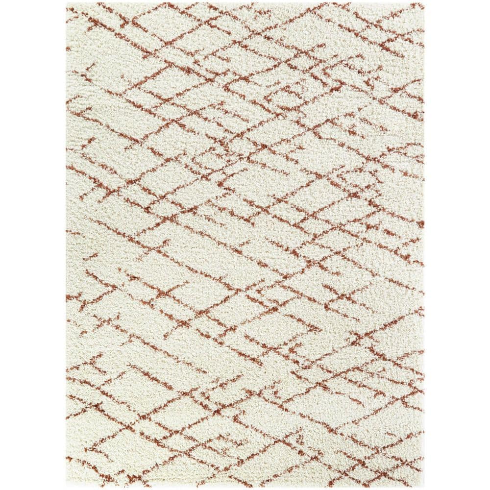 Balta Bramante Abstract Shag Area Rug Burnt Orange 7 10  x 10  8  x 10  Ivory  Cream