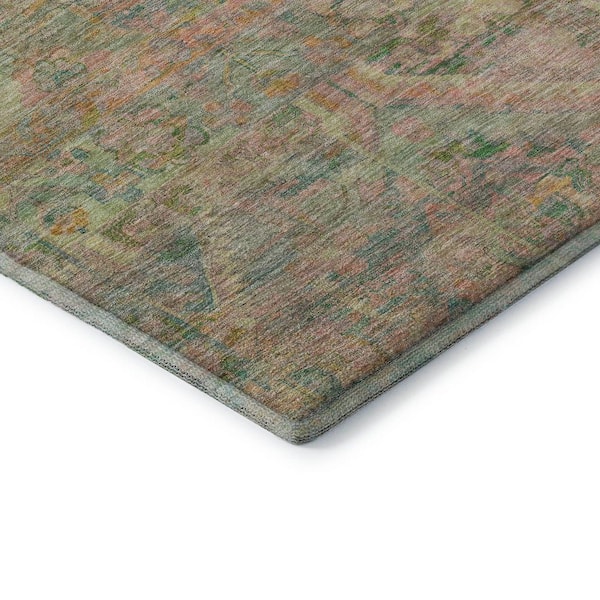 Mayfield Premium Machine Washable Abstract AMF1664 Green 8 ft. x 10 ft. Area Rug