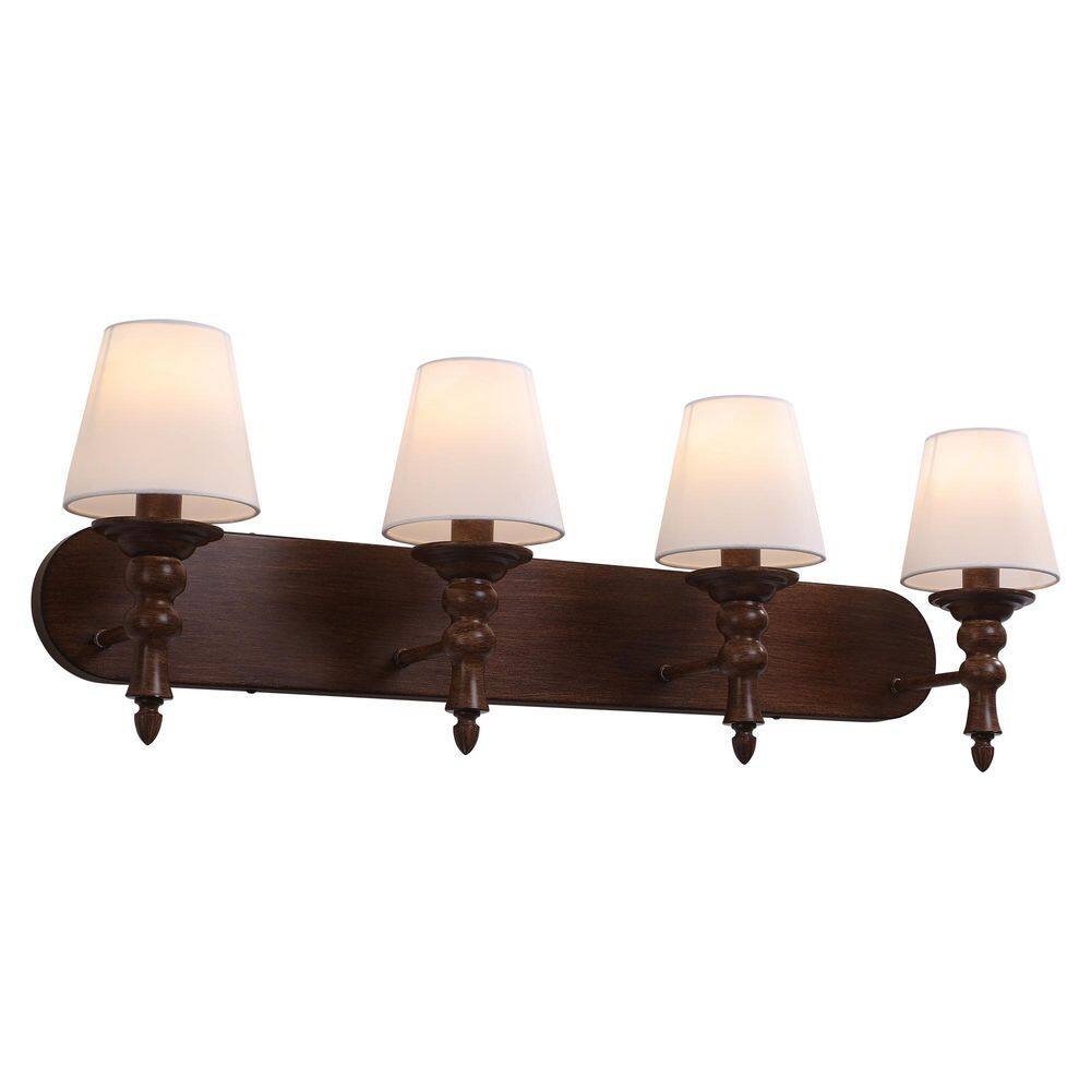35.03 in. 4-Light Brown Vanity Light Wall Sconces with White Fabric Shade for Bathroom Hallway Bedroom Living Room price history on PriceWatchPro