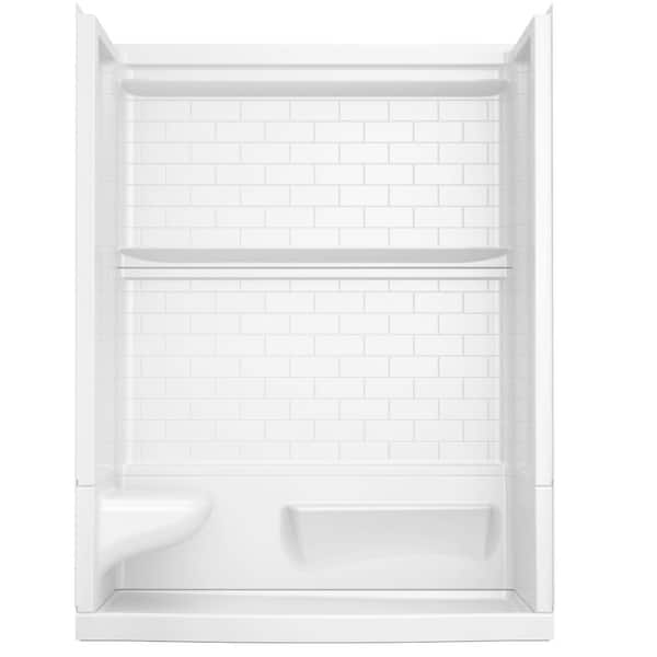 Classic 500 Tile Curve Left Seat 32 in. L x 60 in. W x 75.76 in. H Alcove Shower Kit with Shower Wall and Shower Pan
