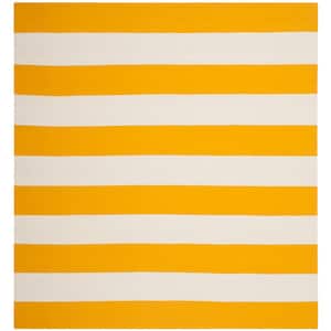 Montauk Yellow/Ivory 8 ft. x 8 ft. Square Striped Area Rug