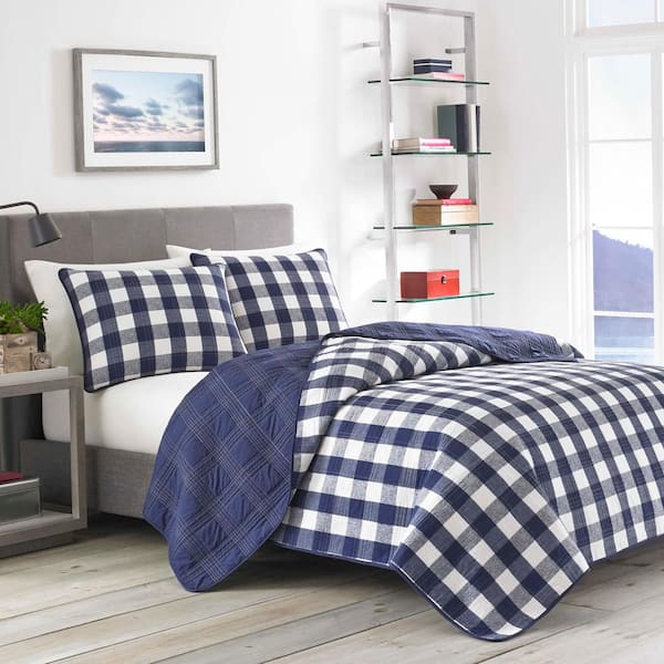 Lake House Navy Plaid Cotton Quilt Set