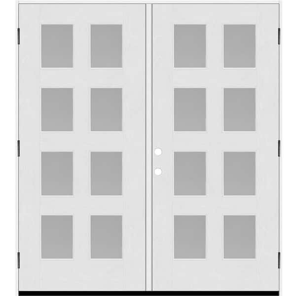 Regency 72 in. x 80 in. 8L Modern Clear Glass RHOS Unfinished Fiberglass Double Prehung Front Door with 6 in. Jamb