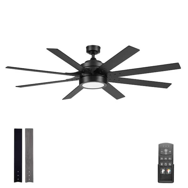 Honeywell Xerxes 62 in. Indoor Black Color Changing LED Modern Ceiling Fan with Remote Control and Dual Finish Blades