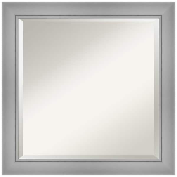 Amanti Art Medium Square Flair Polished Nickel Beveled Glass Modern Mirror (24 in. H x 24 in. W)