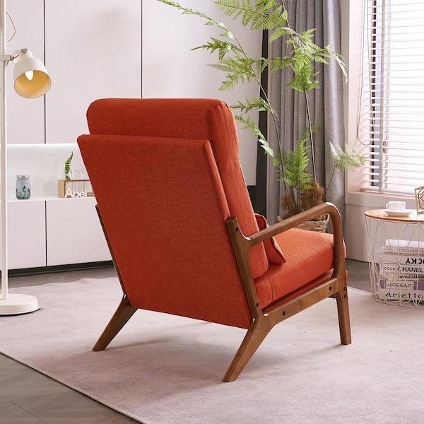 Outopee Orange Linen Leisure Chair with High Back