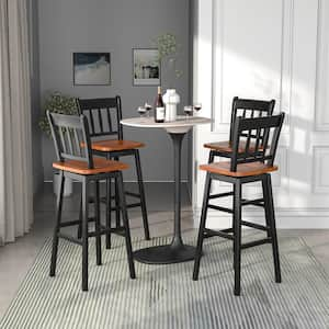 44.5 in. Walnut Swivel Metal 30.5 in. Bar Stools Pub Height Dining Bar Chairs (Set of 2)