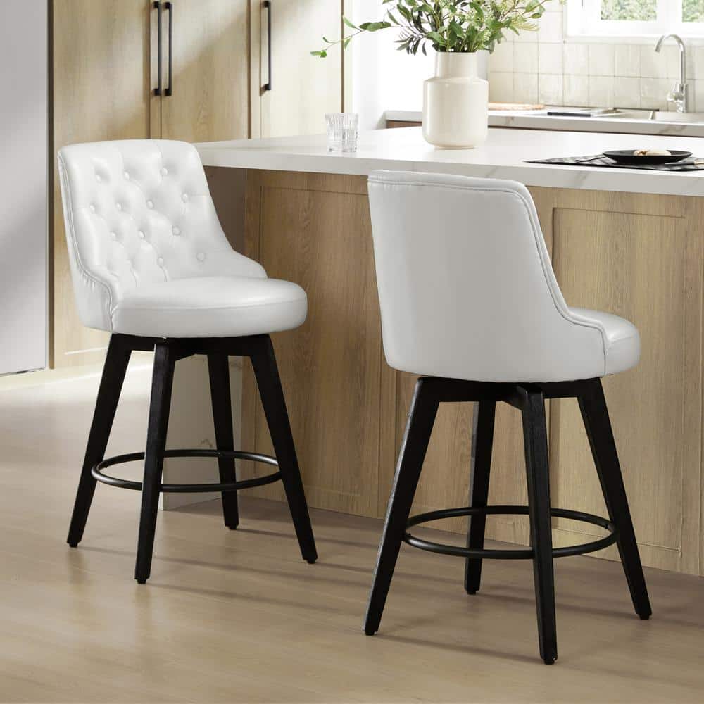 Spruce & Spring Haynes 26 in. White High Back Metal Counter Stool with ...