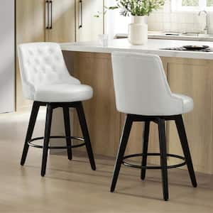 Haynes 26 in. White High Back Metal Counter Stool with Fabric Seat